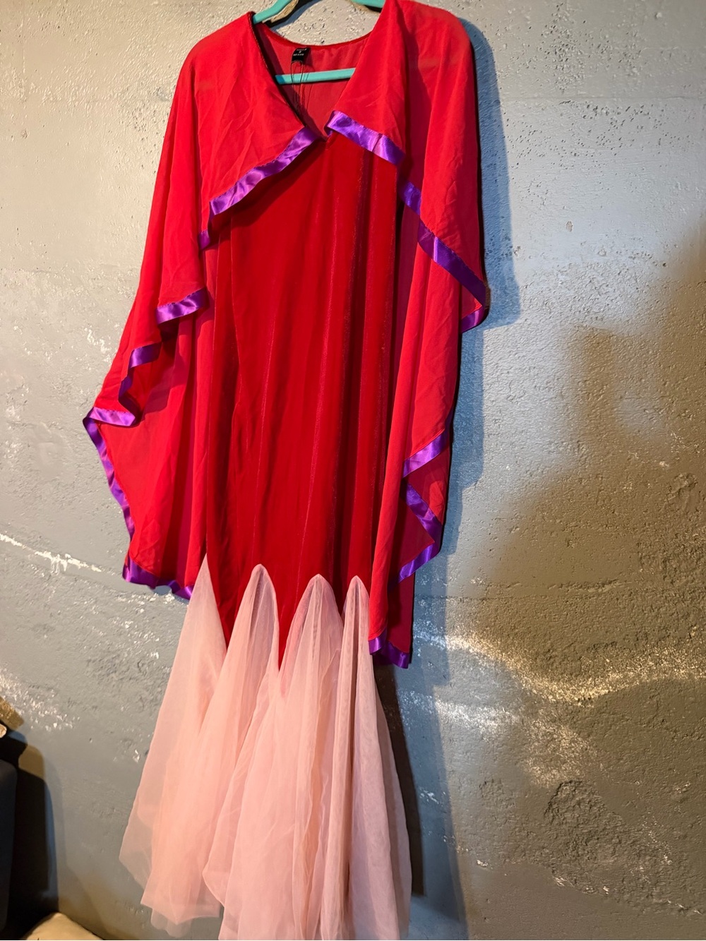 SHEIN Red Dress with Pink Tulle and Purple Trim